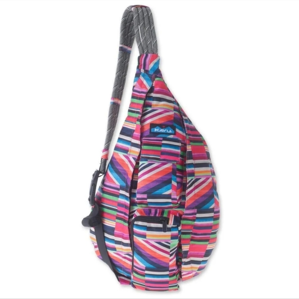 Kavu Water Resistant Rope Cross Body Sling Bag in Jewel Stripe